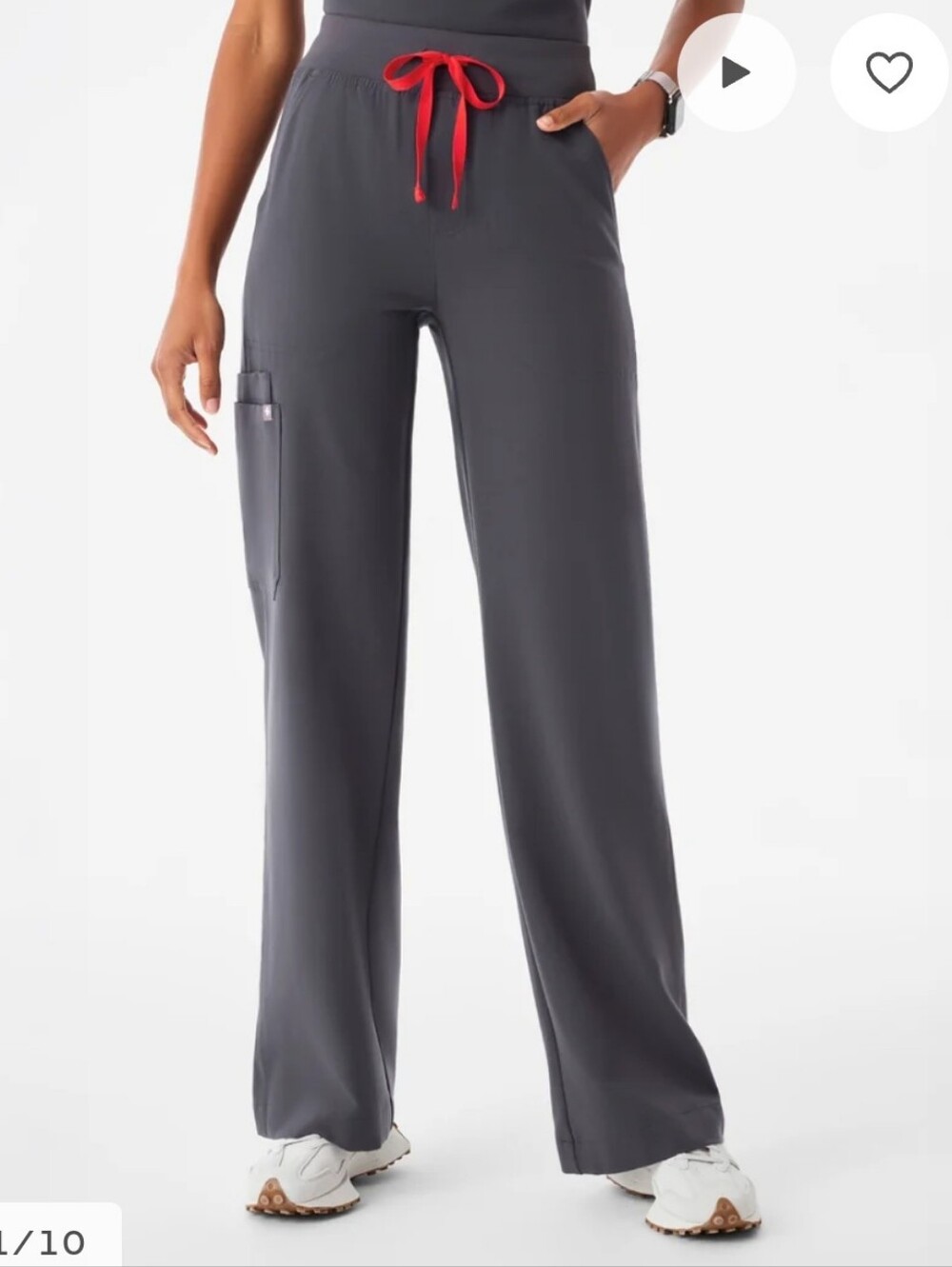 FIGS Isabel High-Rise Wide-Leg Scrub Pant Charcoal Grey Large Tall